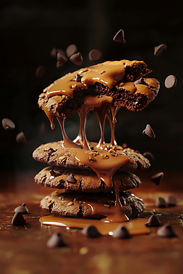 JPG 편집이미지 사람없음 갈색 흐름 달콤 초코시럽 초코칩쿠키 편집실사 AI포토 AI콘텐츠 컬러 컨셉 초콜릿 맛 CG 시럽 초코칩 초코쿠키 파일형식