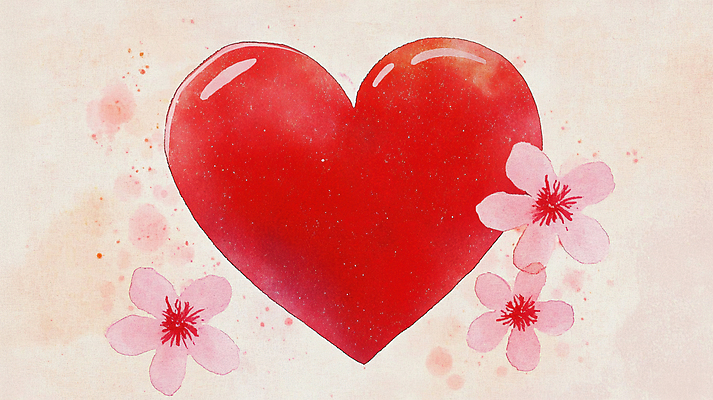 JPG 꽃 일러스트 사랑 사람없음 빨간색 하트 국내일러스트 AI일러스트 AI콘텐츠 모양 식물 감정 컬러 파일형식