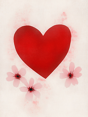 JPG 꽃 일러스트 사랑 사람없음 빨간색 하트 국내일러스트 AI일러스트 AI콘텐츠 모양 식물 감정 컬러 파일형식