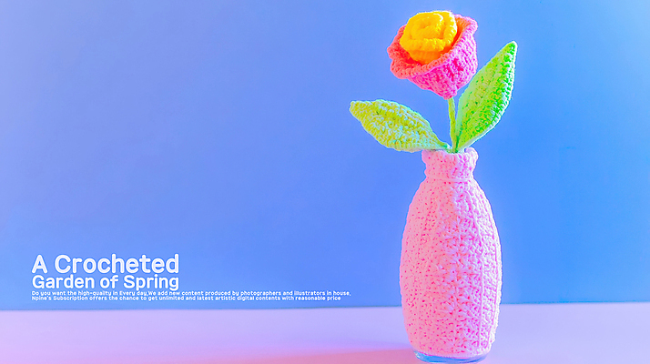 PSD 편집이미지 봄꽃 사람없음 컬러풀 장미 꽃병 뜨개질 공예 생동감 핸드메이드 이미지편집 편집실사 꽃 컬러 취미 봄 CG 파일형식