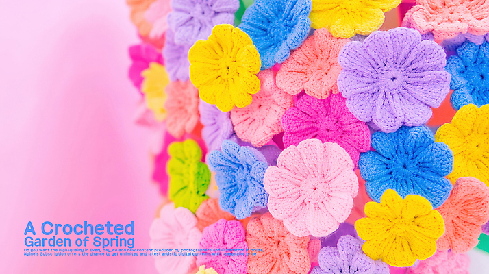 PSD 편집이미지 봄꽃 사람없음 컬러풀 장미 뜨개질 공예 생동감 핸드메이드 이미지편집 편집실사 꽃 컬러 취미 봄 CG 파일형식