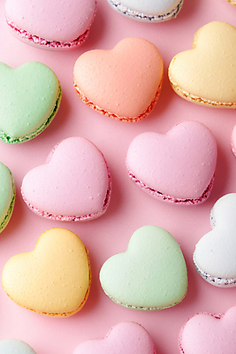 JPG 편집이미지 사랑 사람없음 하트 일렬 마카롱 파스텔톤 편집실사 AI포토 AI콘텐츠 모양 감정 컬러 디저트 CG 파일형식