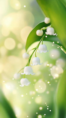 JPG 편집이미지 자연 사람없음 연두색 빛 봄 보케 은방울꽃 편집실사 AI포토 AI콘텐츠 계절 꽃 초록색 CG 생태계 파일형식