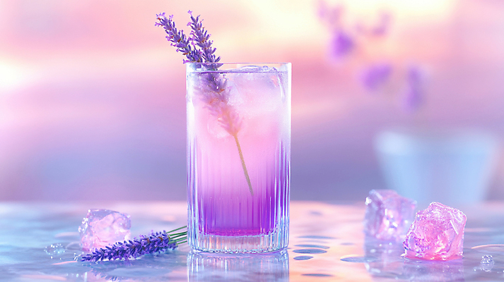 JPG 편집이미지 음료 잔 사람없음 빛 보라색 얼음 봄 라벤더 에이드 탄산 청량 편집실사 AI포토 AI콘텐츠 자연요소 식기 계절 꽃 컬러 허브 CG 파일형식