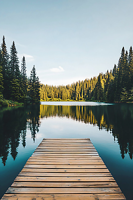 JPG 구름 편집이미지 호수 자연 하늘 풍경 사람없음 반사 고요 숲 힐링 감성 나무판자 편집실사 AI포토 AI콘텐츠 자연요소 컨셉 목재 CG 생태계 파일형식