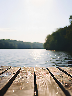 JPG 편집이미지 호수 자연 풍경 사람없음 물 햇빛 고요 젖음 보케 힐링 감성 나무판자 편집실사 AI포토 AI콘텐츠 자연요소 컨셉 목재 태양 CG 생태계 파일형식