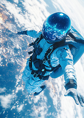 JPG 편집이미지 하늘 팔벌리기 한명 성인 우주 우주비행사 비행 떠있는 우주복 우주여행 성인한명만 편집실사 AI컴퓨터그래픽 AI콘텐츠 1 옷 여행 모션 사람 CG 성인만 파일형식