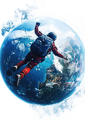 JPG 편집이미지 지구 하늘 팔벌리기 한명 성인 우주 우주비행사 비행 떠있는 우주복 우주여행 성인한명만 편집실사 AI컴퓨터그래픽 AI콘텐츠 1 옷 여행 모션 사람 CG 성인만 파일형식