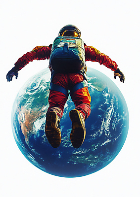 JPG 편집이미지 지구 팔벌리기 한명 성인 우주 우주비행사 비행 떠있는 우주복 우주여행 성인한명만 편집실사 AI컴퓨터그래픽 AI콘텐츠 1 옷 여행 모션 사람 CG 성인만 파일형식