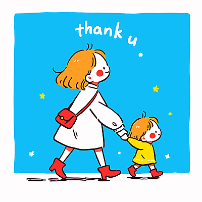 전신 여자 행복 어린이 구두 하늘색 가방 일러스트 사랑 소녀 성인 두명 부모 걷기 손잡기 산책 땡큐 여자만 국내일러스트 AI파일 잡화 감정 신발 가족 모션 휴식 사람 파란색 파일형식 벡터