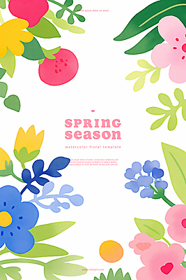 PSD 백그라운드 일러스트 봄꽃 자연 사람없음 컬러풀 화사함 카피스페이스 국내일러스트 꽃 컬러 컨셉 봄 공백 생태계 파일형식