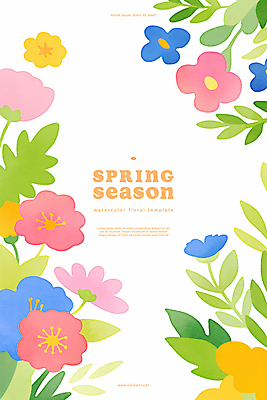 PSD 백그라운드 일러스트 봄꽃 자연 사람없음 컬러풀 화사함 카피스페이스 국내일러스트 꽃 컬러 컨셉 봄 공백 생태계 파일형식