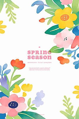 PSD 백그라운드 일러스트 봄꽃 자연 나뭇잎 사람없음 컬러풀 화사함 카피스페이스 국내일러스트 꽃 컬러 컨셉 잎 봄 공백 생태계 파일형식