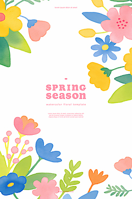 PSD 백그라운드 일러스트 봄꽃 자연 사람없음 컬러풀 화사함 카피스페이스 국내일러스트 꽃 컬러 컨셉 봄 공백 생태계 파일형식