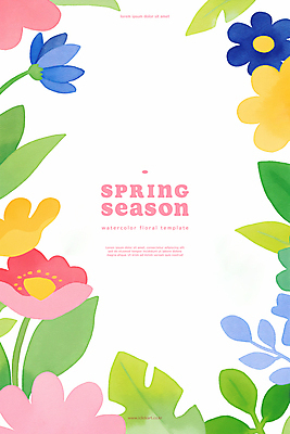 PSD 백그라운드 일러스트 봄꽃 자연 사람없음 컬러풀 화사함 카피스페이스 국내일러스트 꽃 컬러 컨셉 봄 공백 생태계 파일형식