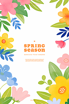 PSD 백그라운드 일러스트 봄꽃 자연 나뭇잎 사람없음 컬러풀 카피스페이스 국내일러스트 꽃 컬러 잎 봄 공백 생태계 파일형식