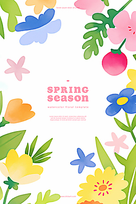 PSD 백그라운드 일러스트 봄꽃 자연 사람없음 컬러풀 카피스페이스 국내일러스트 꽃 컬러 봄 공백 생태계 파일형식