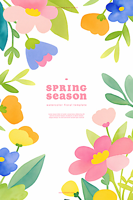 PSD 백그라운드 일러스트 봄꽃 자연 나뭇잎 사람없음 컬러풀 카피스페이스 국내일러스트 꽃 컬러 잎 봄 공백 생태계 파일형식