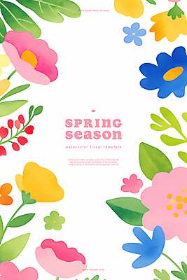 PSD 백그라운드 일러스트 봄꽃 자연 나뭇잎 사람없음 컬러풀 카피스페이스 국내일러스트 꽃 컬러 잎 봄 공백 생태계 파일형식