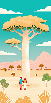 JPG 전신 나무 구름 여자 남자 일러스트 휴식 산 풍경 성인 두명 평화 풀 성인만 국내일러스트 AI일러스트 AI콘텐츠 자연요소 식물 컨셉 사람 파일형식