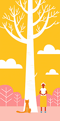 JPG 전신 나무 구름 여자 노년 일러스트 휴식 한명 서기 풍경 평화 손모으기 치타 노인여자한명만 국내일러스트 AI일러스트 AI콘텐츠 자연요소 식물 1 컨셉 포유류 모션 사람 손짓 성인 여자한명만 노인여자만 파일형식