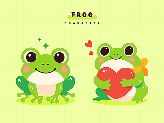 스티커 일러스트 안기 미소 앉기 사람없음 초록색 반짝임 귀여움 스카프 하트 개구리캐릭터 일러캐릭터 AI파일 모양 캐릭터 컬러 동물캐릭터 컨셉 모션 표정 개구리 목도리 파일형식 벡터