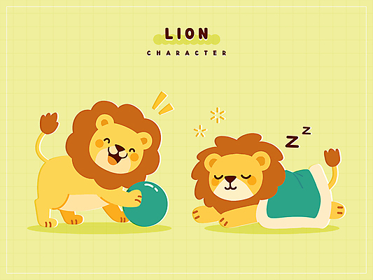 엎드리기 동물캐릭터 스티커 일러스트 미소 웃음 사람없음 연두색 손들기 귀여움 눈감음 이불 졸음 사자 공놀이 일러캐릭터 AI파일 동물 캐릭터 감정 컨셉 공 포유류 침구 모션 놀이 표정 초록색 파일형식 벡터