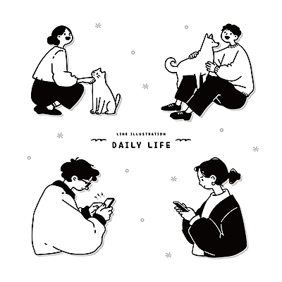 응시 여자 남자 일러스트 미소 웃음 들기 앉기 여러명 성인 일상 스마트폰 검은색 고양이 개 라인아트 웅크림 눈내림 성인만 쓰다듬기 일러캐릭터 AI파일 캐릭터 시선 선 컬러 다수 포유류 모션 눈_날씨 표정 사람 라이프 핸드폰 스마트기기 반려동물 파일형식 벡터