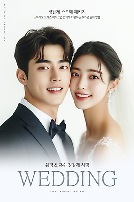 PSD 편집이미지 여자 남자 포스터 신부 신랑 결혼 미소 상반신 성인 두명 웨딩샵 의료성형뷰티 성인만 얼굴맞대기 스드메 이미지편집 모션 표정 사람 이벤트 신조어 약어 파일형식