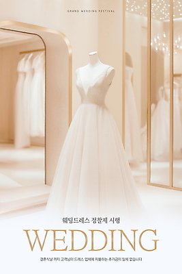 PSD 편집이미지 포스터 웨딩드레스 결혼 결혼식 실내 사람없음 베이지색 웨딩샵 스드메 이미지편집 드레스 컬러 이벤트 내부 신조어 약어 파일형식
