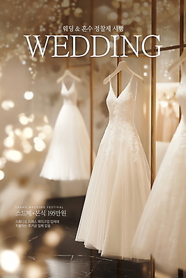 PSD 편집이미지 포스터 웨딩드레스 결혼 결혼식 실내 사람없음 금색 보케 웨딩샵 스드메 이미지편집 드레스 컬러 이벤트 내부 신조어 약어 파일형식