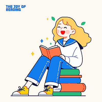 전신 여자 행복 일러스트 한명 웃음 앉기 성인 반짝임 독서 즐거움 책더미 성인여자한명만 국내일러스트 AI파일 1 감정 모션 표정 사람 책 무더기 여자한명만 성인여자만 파일형식 벡터