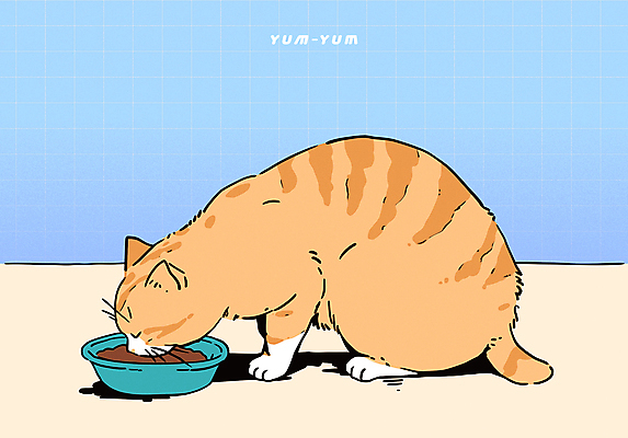 하늘색 일러스트 앉기 사람없음 눈감음 고양이 먹기 밥그릇 반려묘 고양이먹이 국내일러스트 AI파일 그릇 포유류 모션 파란색 반려동물 먹이 파일형식 벡터