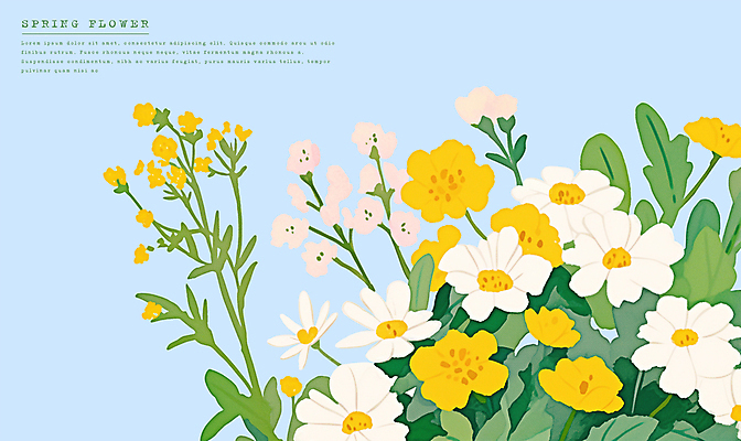 PSD 꽃밭 일러스트 봄꽃 사람없음 들꽃 국내일러스트 꽃 봄 파일형식