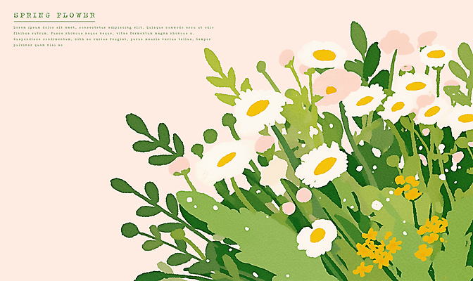 PSD 꽃밭 일러스트 봄꽃 사람없음 들꽃 국내일러스트 꽃 봄 파일형식