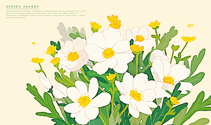 PSD 꽃밭 일러스트 봄꽃 사람없음 들꽃 국내일러스트 꽃 봄 파일형식