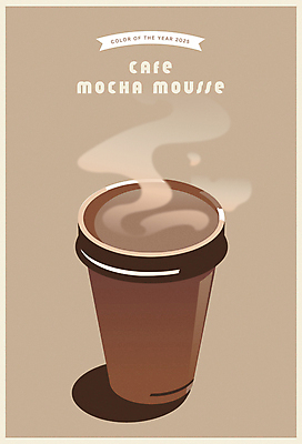 일러스트 사람없음 갈색 카페 커피잔 테이크아웃컵 2025년 트렌드컬러 국내일러스트 2025트렌드 모카무스 AI파일 커피 컬러 잔 컵 유행 상점 연도 파일형식 벡터