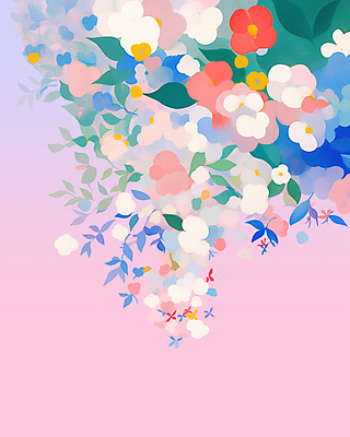 PSD 분홍색 꽃밭 일러스트 사람없음 봄 국내일러스트 계절 꽃 컬러 파일형식