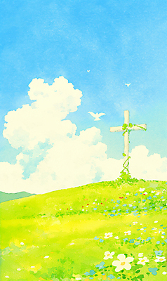 JPG 구름 꽃 십자가 일러스트 조류 하늘 잔디 사람없음 평화 봄풍경 덩굴 화사함 화창 국내일러스트 AI일러스트 AI콘텐츠 자연요소 식물 동물 컨셉 날씨 풍경 봄 파일형식