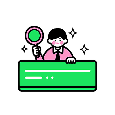 남자 일러스트 돋보기 한명 미소 들기 정장 상반신 성인 초록색 반짝임 비즈니스맨 심플 검색창 성인남자한명만 국내일러스트 AI파일 1 옷 컬러 비즈니스 모션 표정 사람 직장인 남자한명만 성인남자만 파일형식 벡터