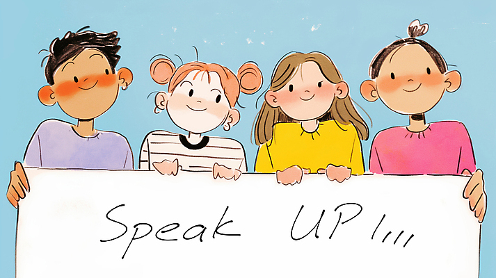 JPG 여자 남자 일러스트 청소년 협력 사각프레임 미소 들기 여러명 상반신 친구 팻말 발표 그룹 십대만 카피스페이스 국내일러스트 AI일러스트 AI콘텐츠 다수 관계 모션 프레임 표정 사람 사각형 공백 파일형식