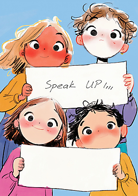 JPG 여자 남자 일러스트 청소년 협력 사각프레임 미소 들기 여러명 상반신 친구 팻말 발표 그룹 십대만 카피스페이스 국내일러스트 AI일러스트 AI콘텐츠 다수 관계 모션 프레임 표정 사람 사각형 공백 파일형식