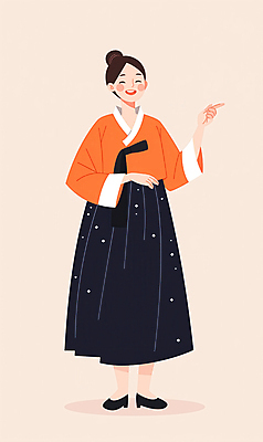 JPG 여자 일러스트 한명 미소 성인 봄 가리킴 한복 활기 다홍색 성인여자한명만 국내일러스트 AI일러스트 AI콘텐츠 1 한국전통 계절 컬러 컨셉 표정 사람 손짓 전통의상 여자한명만 성인여자만 파일형식