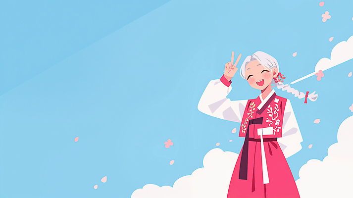 JPG 구름 여자 일러스트 청소년 하늘 한명 미소 봄 한복 뒷짐 브이 활기 십대여자한명만 국내일러스트 AI일러스트 AI콘텐츠 자연요소 1 한국전통 계절 컨셉 모션 표정 사람 손짓 전통의상 여자한명만 십대여자만 파일형식