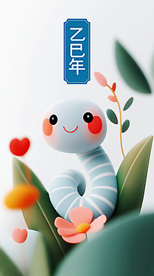 PSD 꽃 잎 일러스트 새해 사람없음 설날 귀여움 뱀띠 청록색 2025년 을사년 국내일러스트 푸른뱀 푸른뱀캐릭터 식물 명절 컬러 컨셉 십이지신 뱀 연도 뱀캐릭터 파일형식