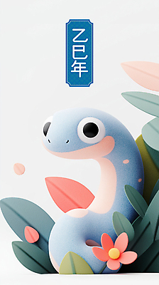 PSD 꽃 잎 일러스트 새해 미소 사람없음 설날 귀여움 뱀띠 청록색 2025년 을사년 국내일러스트 푸른뱀 푸른뱀캐릭터 식물 명절 컬러 컨셉 표정 십이지신 뱀 연도 뱀캐릭터 파일형식