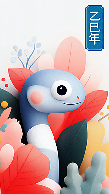 PSD 꽃 잎 일러스트 새해 사람없음 설날 귀여움 뱀띠 청록색 2025년 을사년 국내일러스트 푸른뱀 푸른뱀캐릭터 식물 명절 컬러 컨셉 십이지신 뱀 연도 뱀캐릭터 파일형식