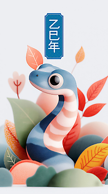PSD 꽃 잎 일러스트 새해 사람없음 설날 귀여움 뱀띠 청록색 2025년 을사년 국내일러스트 푸른뱀 푸른뱀캐릭터 식물 명절 컬러 컨셉 십이지신 뱀 연도 뱀캐릭터 파일형식
