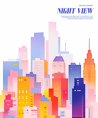 PSD 편집이미지 사람없음 건물 도시풍경 컬러풀 스카이라인 빌딩숲 이미지편집 건축물 컬러 풍경 빌딩 도시 파일형식