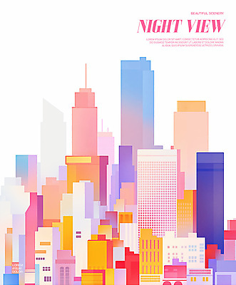PSD 편집이미지 사람없음 건물 도시풍경 컬러풀 스카이라인 빌딩숲 이미지편집 건축물 컬러 풍경 빌딩 도시 파일형식